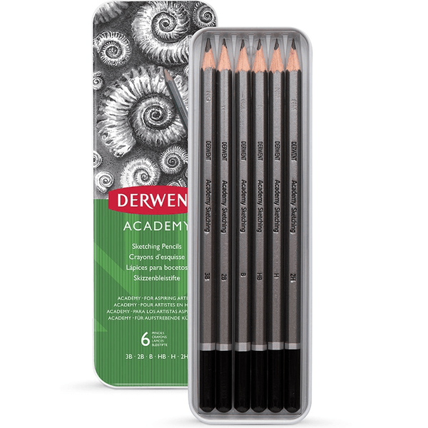 Derwent Academy Pencils Sketching Tin 6 2301945F - SuperOffice