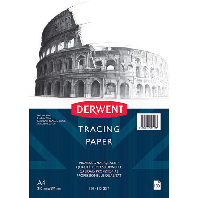 Derwent Academy Professional Tracing Paper 100 Sheets A4 110GSM 50249 - SuperOffice