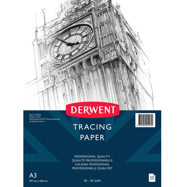 Derwent Academy Professional Tracing Paper 50 Sheets A3 90-95GSM 50246 - SuperOffice