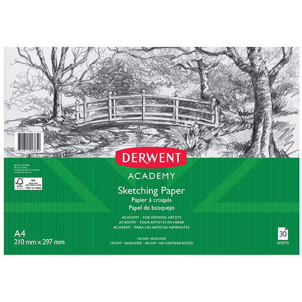Derwent Academy Sketch Pad Book Paper Landscape 30 Sheets A4 5 Pack R31060F (5 Pack) - SuperOffice