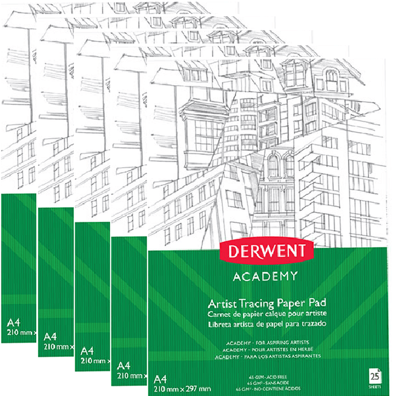Derwent Academy Tracing Paper Portrait 25 Sheets A4 5 Pack Artists R31235F (5 Pack) - SuperOffice