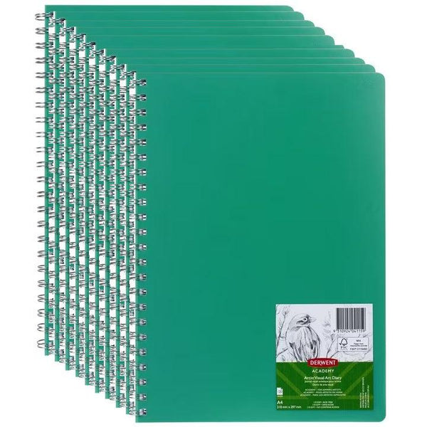 Derwent Academy Visual Art Diary 110gsm 120 Pages A4 Green Pack of 10 R310754 (Pack 10) - SuperOffice