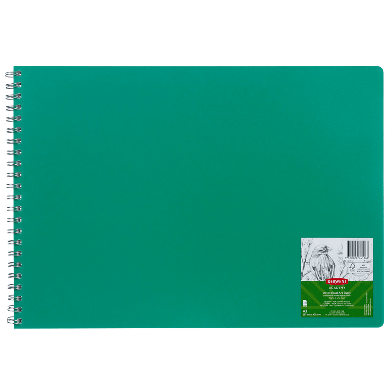 Derwent Academy Visual Art Diary Book A3 Landscape 120 Pages Green Cover 5 Pack R310804 (5 Pack) - SuperOffice