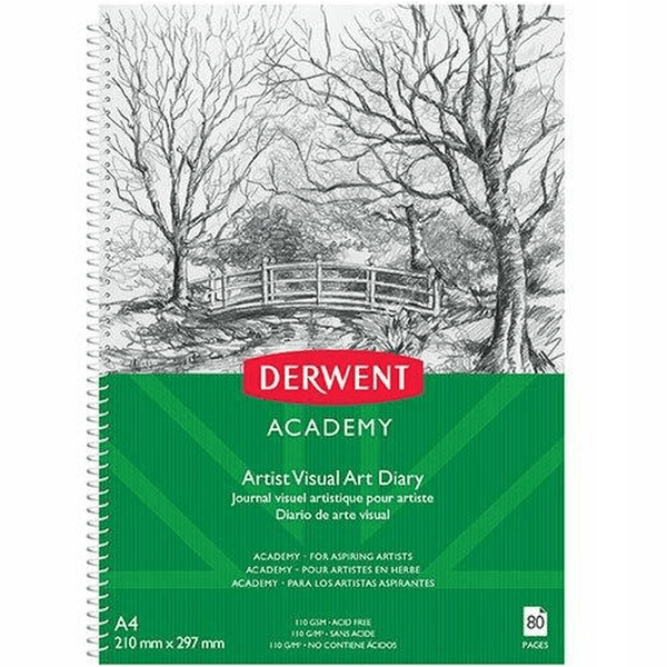 Derwent Academy Visual Art Diary Book Journal Portrait 80 Pages A4 R31130F - SuperOffice