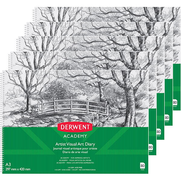 Derwent Academy Visual Art Diary Landscape 80 Pages A3 Pack 5 R31145F (5 Pack) - SuperOffice