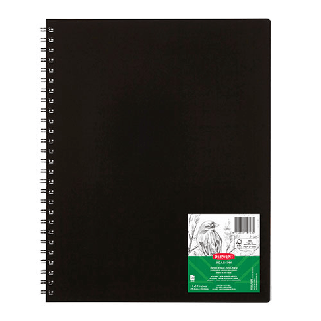 Derwent Academy Visual Art Diary Portrait 120 Pages 11"x14" Inch Black R31090F - SuperOffice
