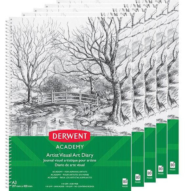Derwent Academy Visual Art Diary Portrait Book 80 Pages A3 5 Pack R31140F (5 Pack) - SuperOffice