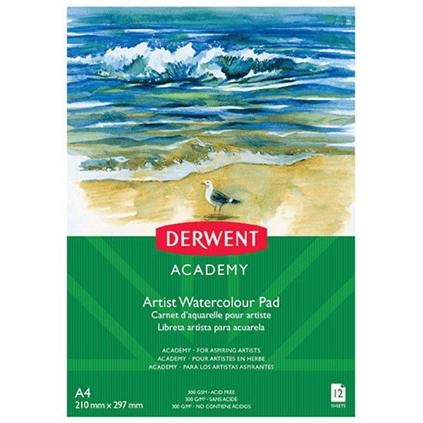 Derwent Academy Watercolour Pad Portrait 12 Sheets A4 R31220F - SuperOffice