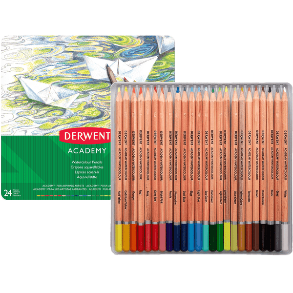 Derwent Academy Watercolour Tin 24 Colour Pencils 2301942 (watercolour) - SuperOffice