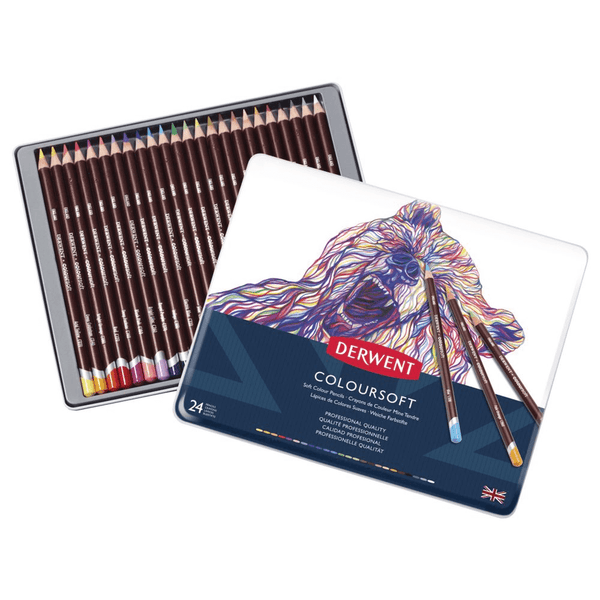 Derwent Coloursoft Colour Pencils Assorted Tin 24 701027 - SuperOffice