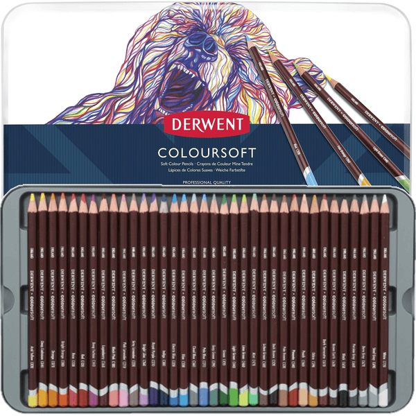 Derwent Coloursoft Colour Pencils Assorted Tin 36 701028 - SuperOffice