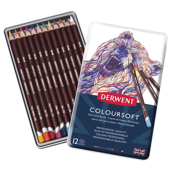 Derwent Coloursoft Pencil Assorted Tin 12 701026 - SuperOffice
