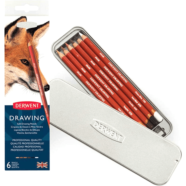 Derwent Drawing Colour Pencils Tin 6 Set 701089 - SuperOffice