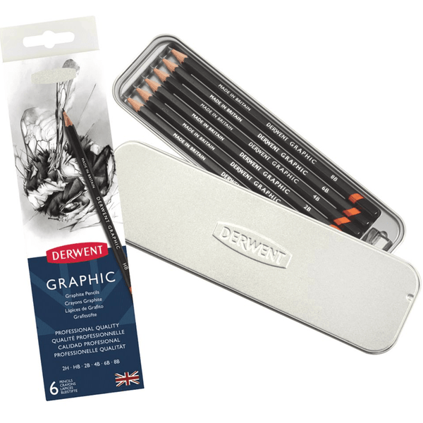 Derwent Graphic Sketching Pencils Assorted Tin 6 700835 - SuperOffice