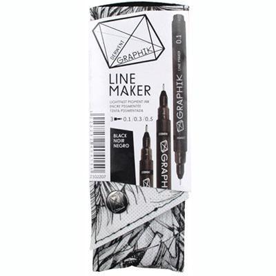 Derwent Graphik Linemaker Black Pack 3 2302207 - SuperOffice