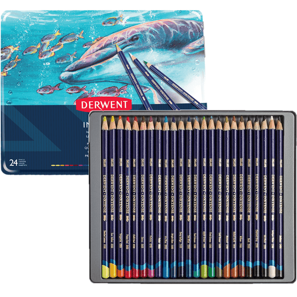 Derwent Inktense Coloured Pencils Tin 24 Mix With Water Colour R700929 - SuperOffice