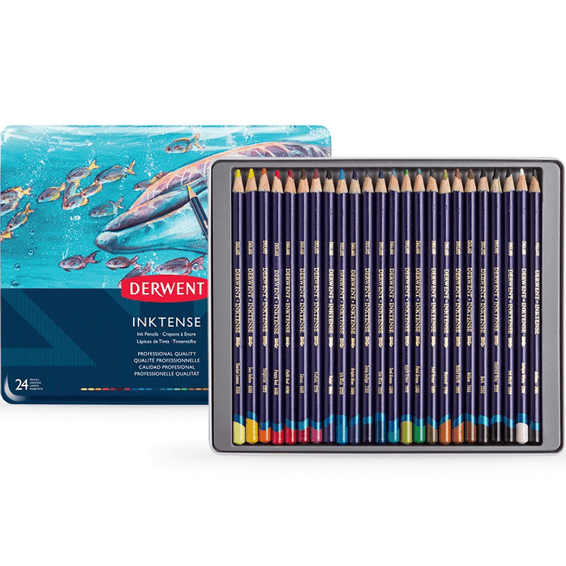 Derwent Inktense Coloured Pencils Tin 24 Mix With Water Colour R700929 - SuperOffice