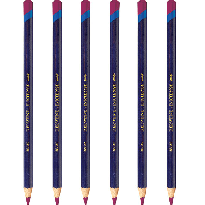 Derwent Inktense Pencil Fuchsia 0700 Pack 6 700909 (6 Pack) - SuperOffice