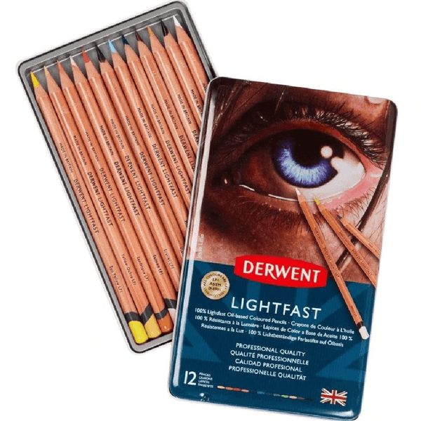 Derwent Lightfast Colour Pencils Tin 12 Set Artists Professional 2302719 - SuperOffice