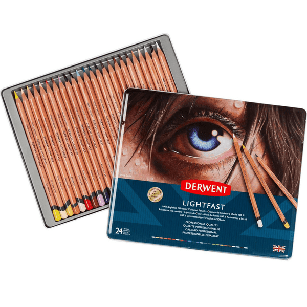 Derwent Lightfast Colour Pencils Tin 24 Set Artists Professional 2302720 - SuperOffice