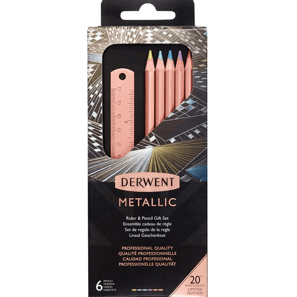 Derwent Metallic Professional Colour Pencils Ruler Set Copper 20th Anniversary Ltd Edition 2305625 - SuperOffice