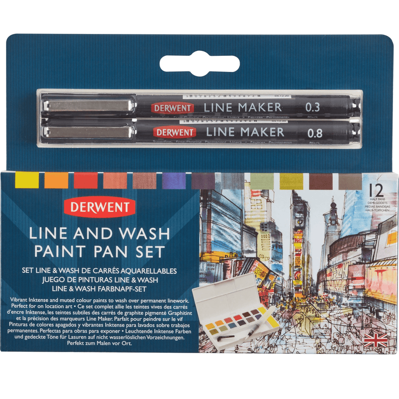 Derwent Paint Pan 12 Line and Wash Line Pens Set 2305866 - SuperOffice