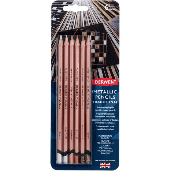 Derwent Pencils Metallic Traditional Colours Pack 6 2305600 - SuperOffice