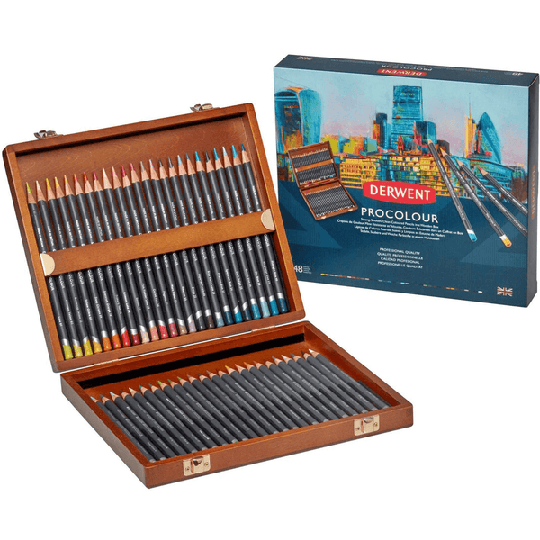 Derwent ProColour Professional Coloured Pencils 48 Wooden Box Set 2302523 - SuperOffice