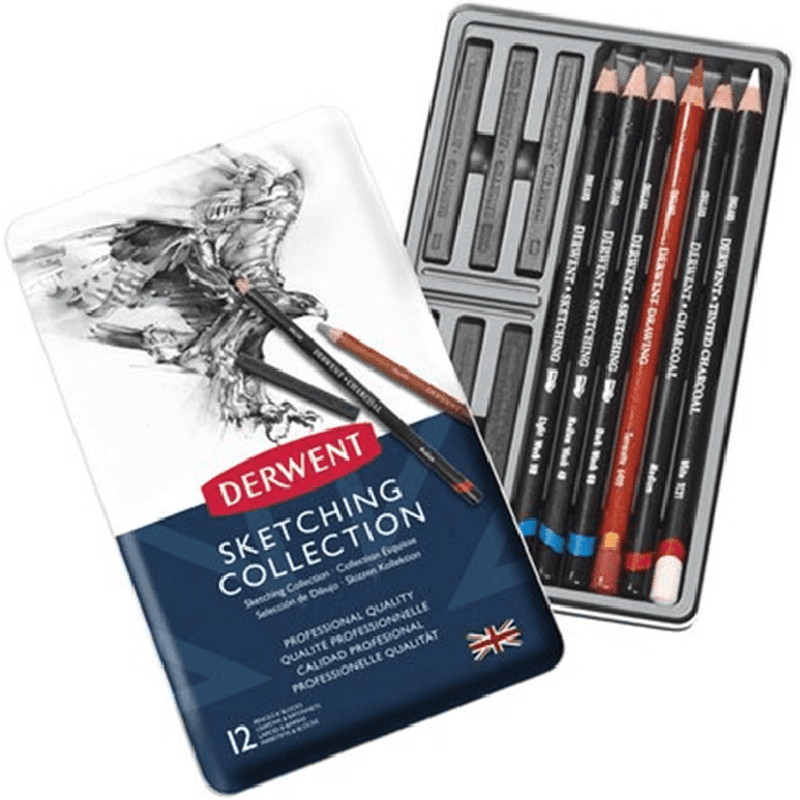 Derwent Sketching Mixed Pencils Blocks Tin 12 R34305 - SuperOffice