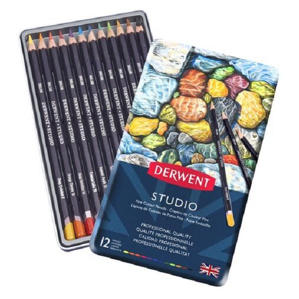 Derwent Studio Colour Pencils 3.5mm Tin 12 R32196 - SuperOffice