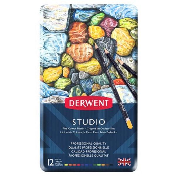 Derwent Studio Colour Pencils 3.5mm Tin 12 R32196 - SuperOffice