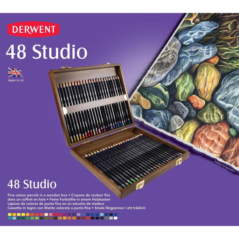 Derwent Studio Colour Pencils Wooden Box Set 48 Artists R0700822 - SuperOffice