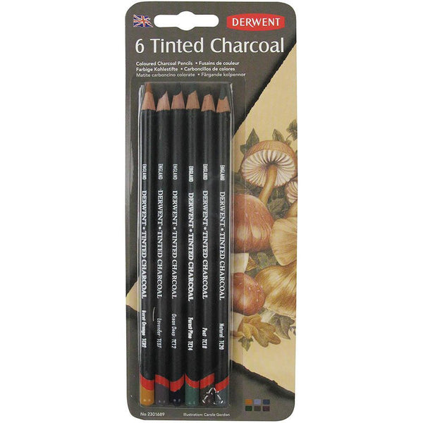 Derwent Tinted Charcoal Pencil Assorted Pack 6 2301689 - SuperOffice