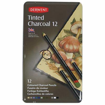 Derwent Tinted Charcoal Pencils Tin 12 2301690 - SuperOffice