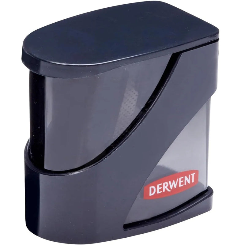 Derwent Twin Hole Sharpener Metal with Lid Container 2 Pack 2306123 (2 Pack) - SuperOffice
