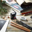 Derwent Twin Hole Sharpener Metal with Lid Container 2 Pack 2306123 (2 Pack) - SuperOffice