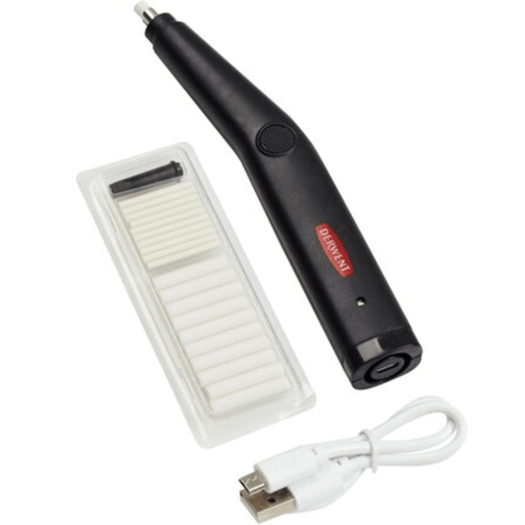 Derwent USB Rechargeable Electric Eraser Rubber Precision + Tip Refills 2305810 (USB Rechargeable) - SuperOffice
