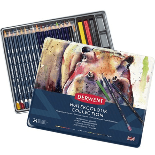 Derwent Watercolour Inktense Pencils Blocks Collection Tin 24 700304 - SuperOffice