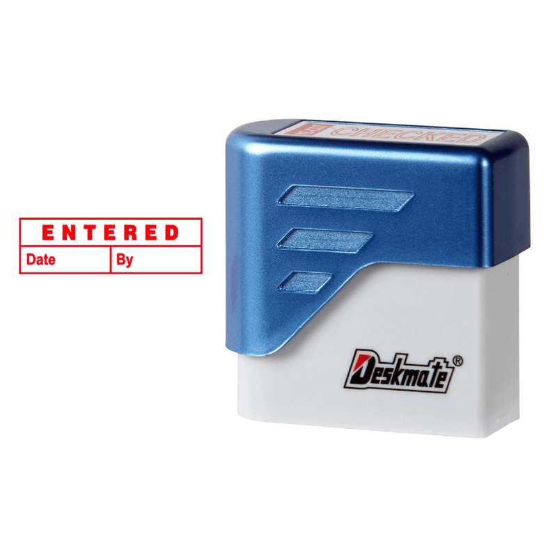 Deskmate Pre-Inked Stamp Entered Date By Boxes Red 0273550 - SuperOffice