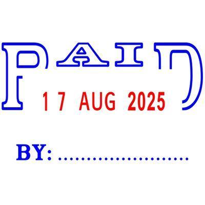 Deskmate Recycled Self-Inking Stamp Paid By Date Blue/Red 0402150 - SuperOffice