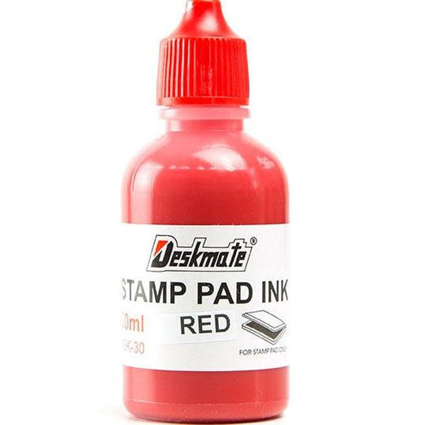 Deskmate Stamp Pad Refill Ink Bottle 30mL Red 40015 - SuperOffice