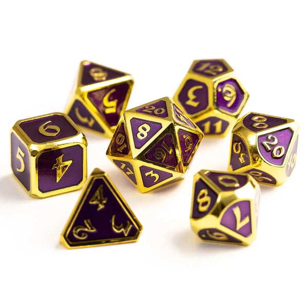 Die Hard Dice Metal Polyhedral Mythica Gold Amethyst Purple 7 Set 689355109448 - SuperOffice