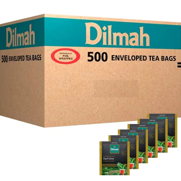 Dilmah Premium Earl Grey Individually Wrapped Tea Ceylon Bags Envelope Packs Box 500 124980 (Earl Grey) - SuperOffice