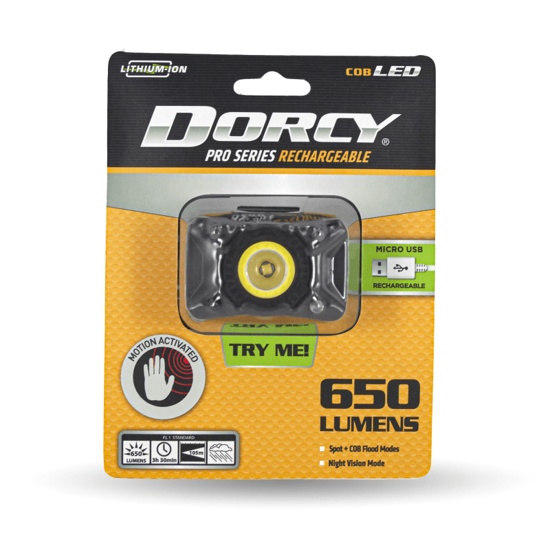 Dorcy Pro Series Rechargeable Headlamp Torch 650 Lumens Durable Outdoor Camping Bright D4337 - SuperOffice