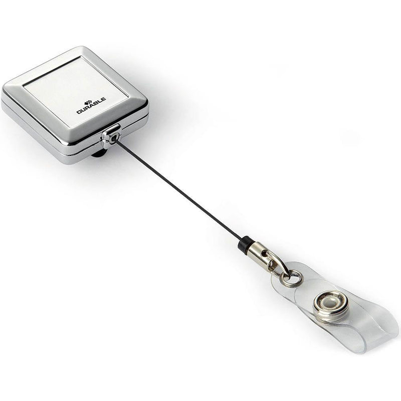 Durable Badge Reel Chrome Quadro With Press Fastener 832523 - SuperOffice