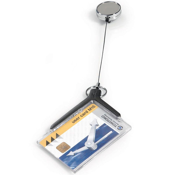 Durable Card Holder Deluxe Acrylic Pro With Reel 830758 - SuperOffice