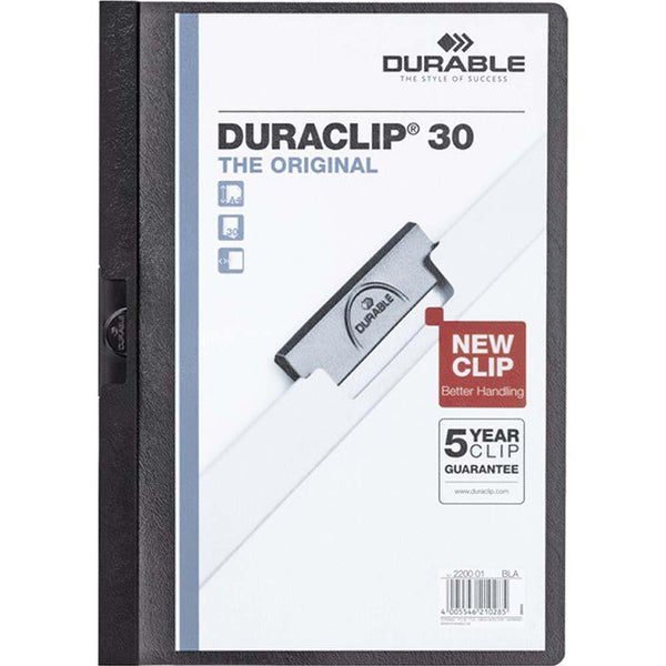 Durable Duraclip Document File Portrait 30 Sheet Capacity A4 Black 220001 - SuperOffice