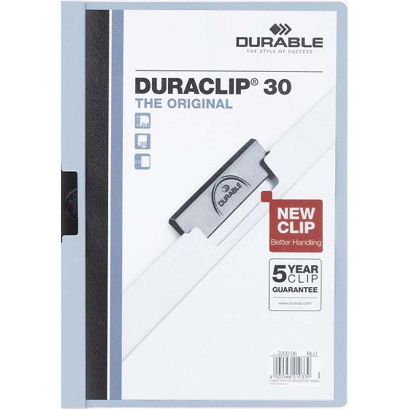Durable Duraclip Document File Portrait 30 Sheet Capacity A4 Blue 220006 - SuperOffice