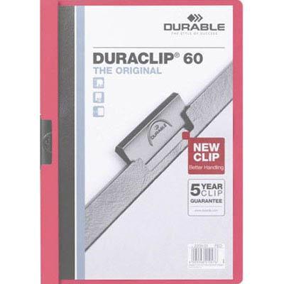 Durable Duraclip Document File Portrait 60 Sheet Capacity A4 Red 220903 - SuperOffice