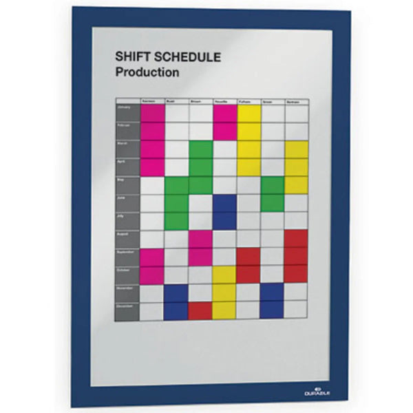 Durable Duraframe Self-Adhesive Sign Holder A4 Dark Blue Single 489907 - SuperOffice